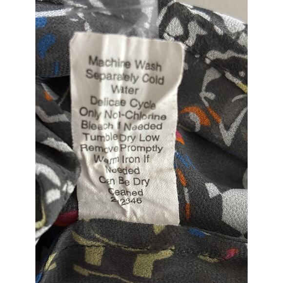 Cabi Women's Large Semi Sheer Festival Geometric Abstract Colorful Casual Blouse - Picture 5 of 11